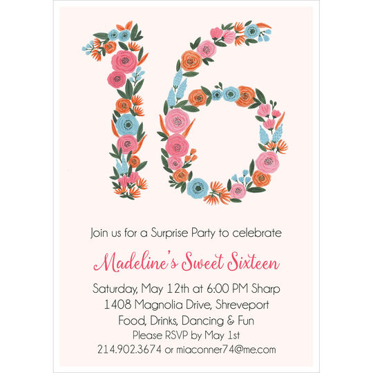 Floral Sixteen Invitations